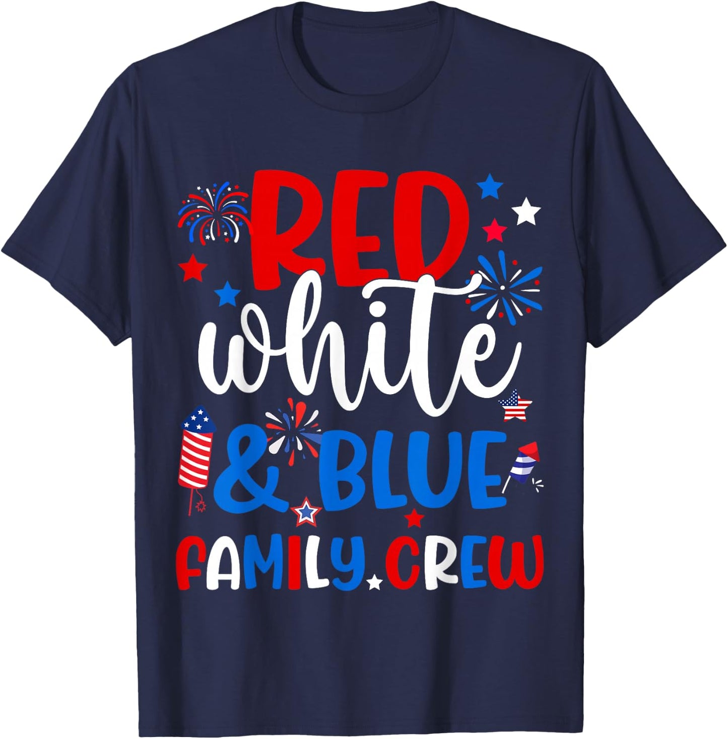 Retro Red White And Blue Family Crew Patriotic 4th Of July T-Shirt - T-Shirt | Navy