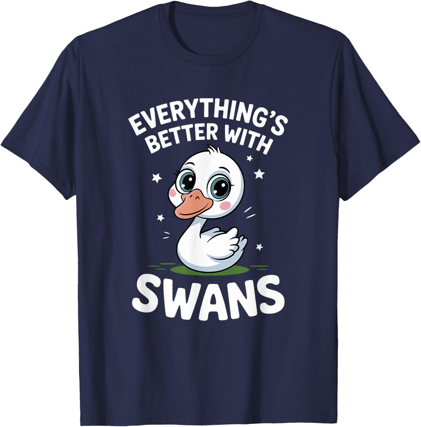Cute Swan Lover Adults or Kids Boys Girls Swans T-Shirt - T-Shirt | Navy