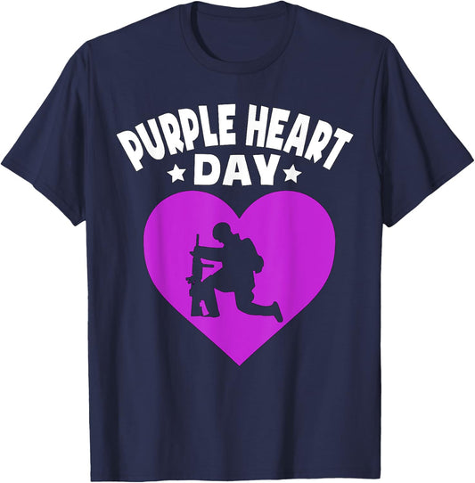 Purple Heart Day Shirt Military Veterans Purple Heart T-Shirt - T-Shirt | Navy