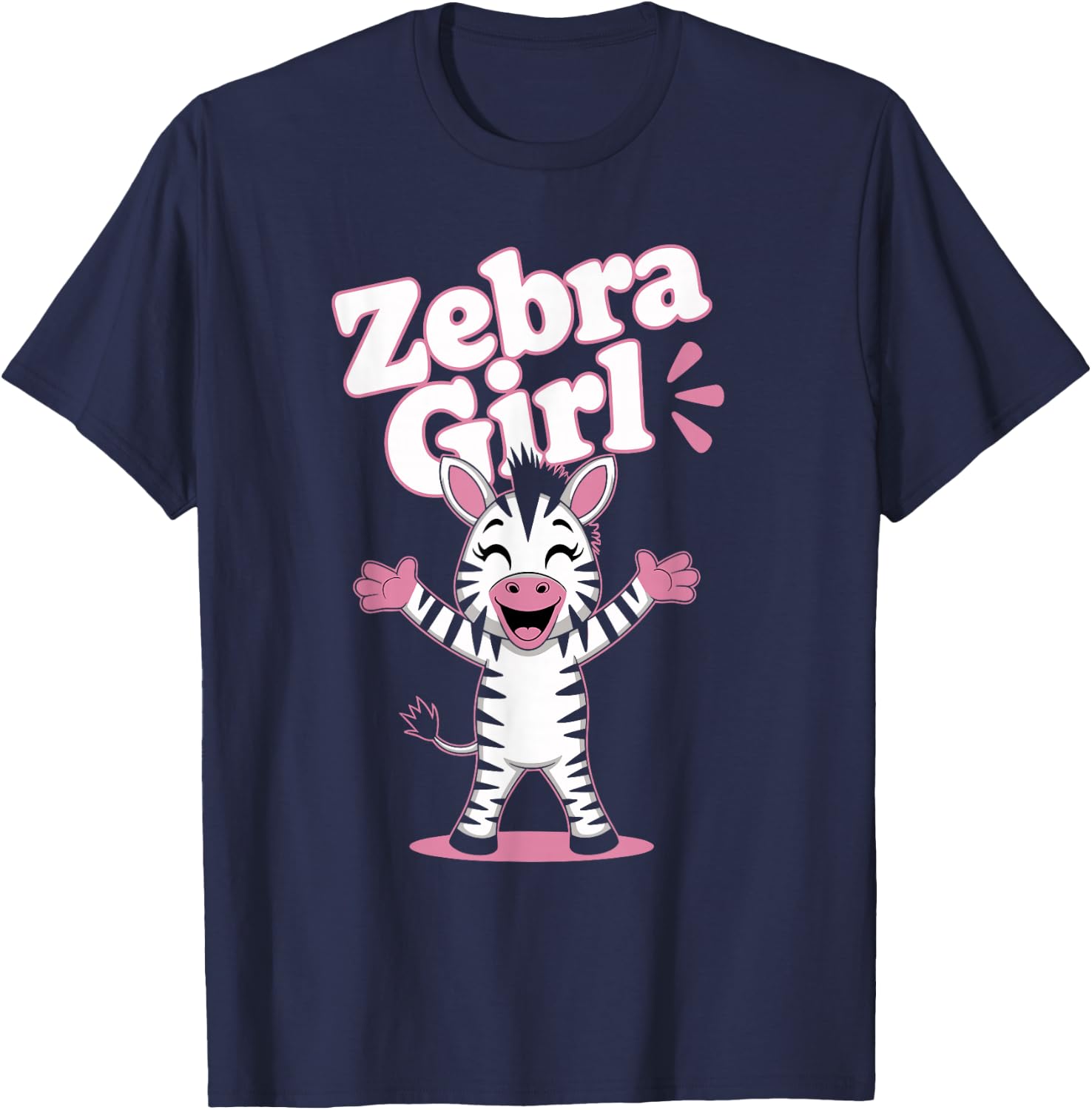 Zebra Girl | Childrens Zebras Product Youth Kids Girls Zebra T-Shirt - T-Shirt | Navy