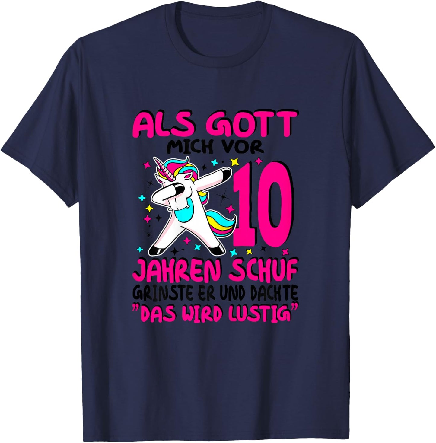 Girls 10 Years 10 Year Old 10 Birthday , White T-Shirt - T-Shirt | Navy