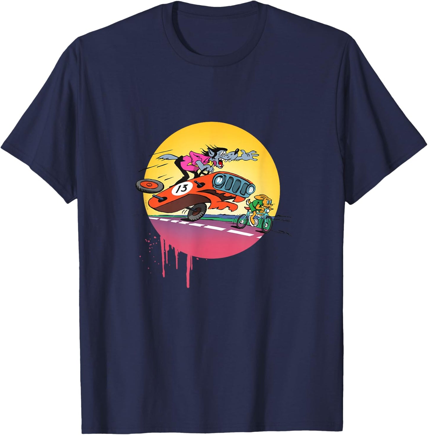 Hase & Wolf - Nu, pogodi! Hase & Wolf - Nu pogodi! Autojagd T-Shirt - T-Shirt | Navy