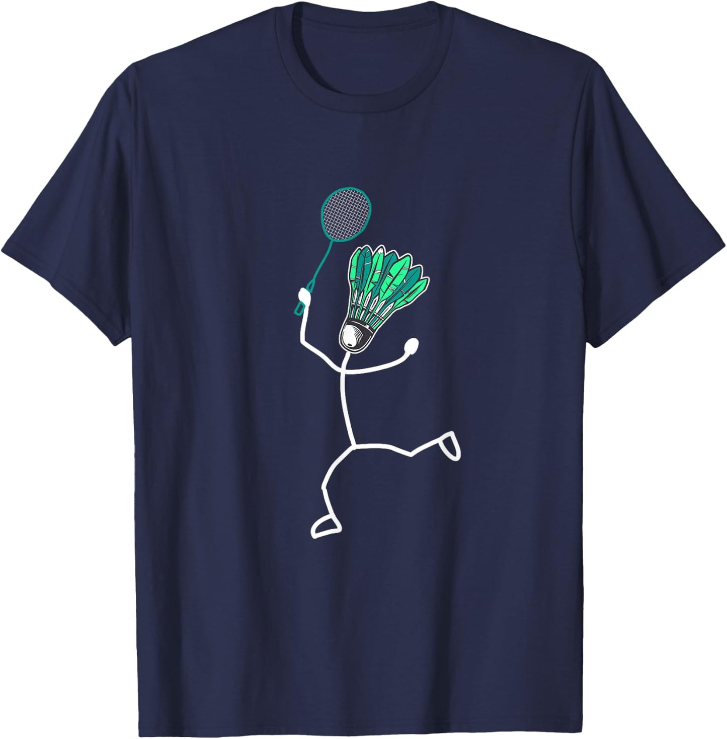 Badminton Stylish Cool Stick Figure , black T-Shirt - T-Shirt | Navy