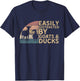 Retro Vintage Easily Distracted By Goats & Ducks Funny Farm T-Shirt - T-Shirt | Navy