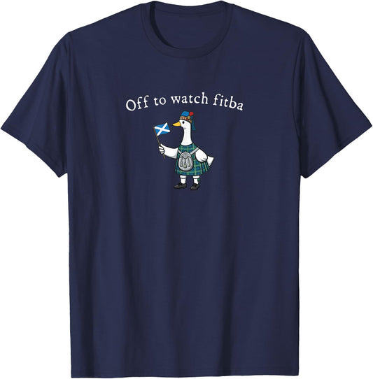 Funny Off to Watch Fitba Scottish Goose T-Shirt - T-Shirt | Navy
