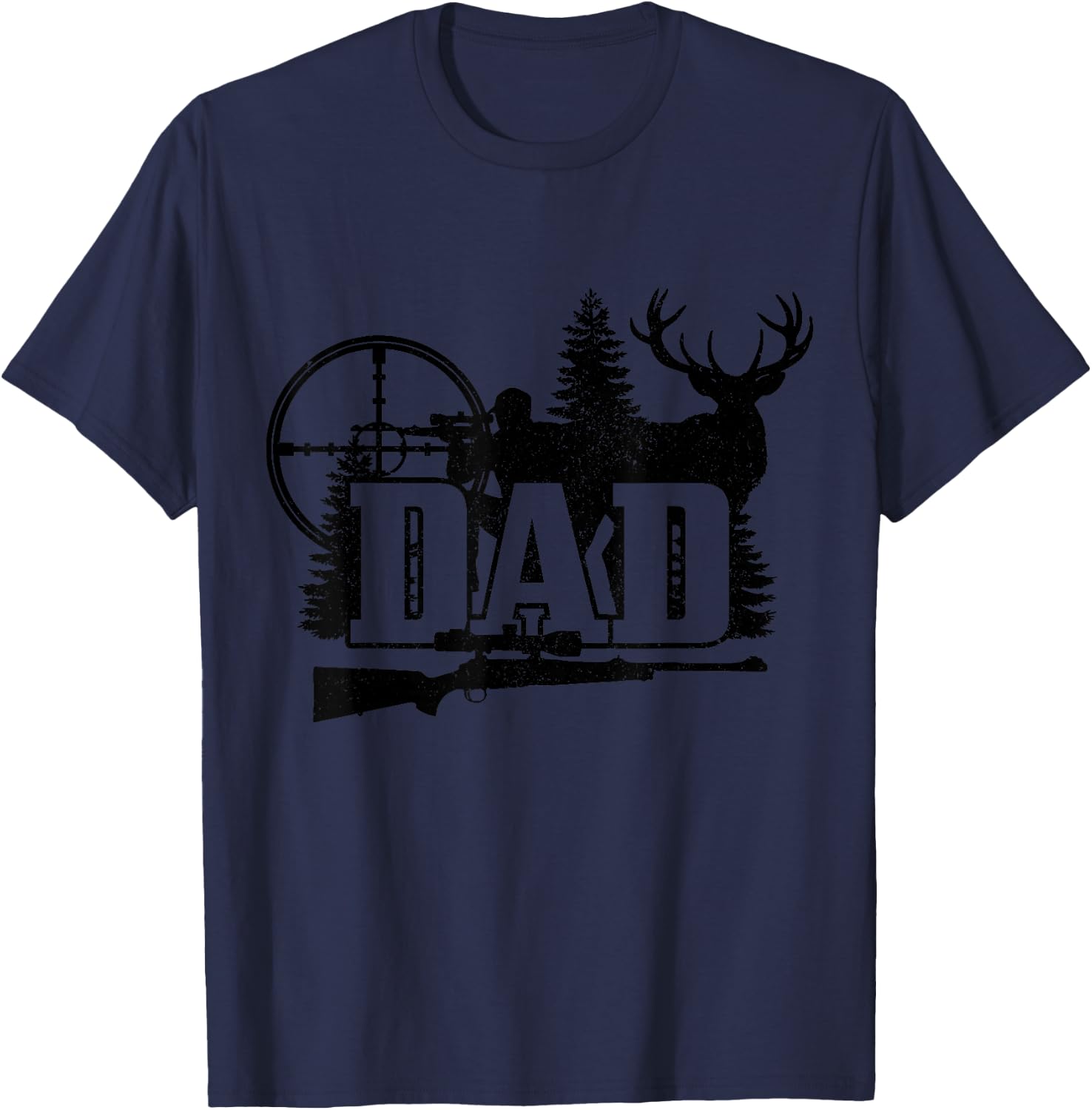 Hunting Dad Father's Day Whitetail Buck Deer Elk Hunter T-Shirt - T-Shirt | Navy
