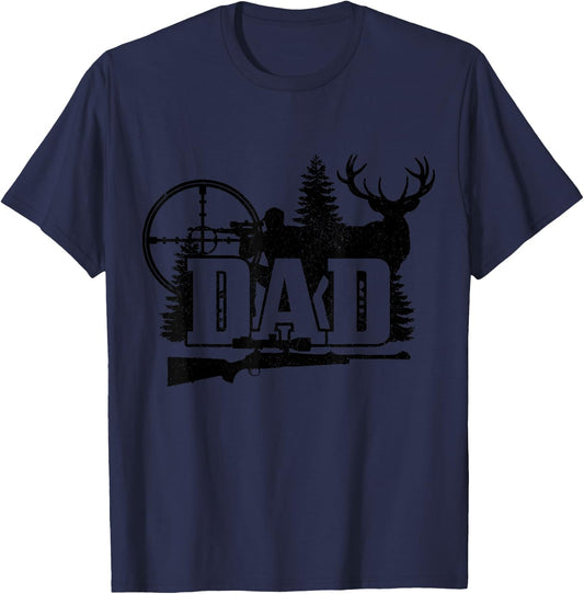 Hunting Dad Father's Day Whitetail Buck Deer Elk Hunter T-Shirt - T-Shirt | Navy