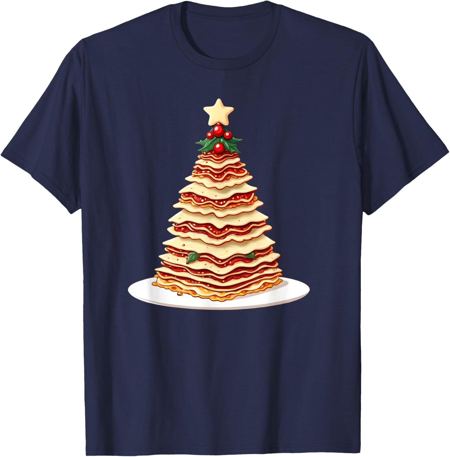 Lasagna Christmas Tree T-Shirt - T-Shirt | Navy