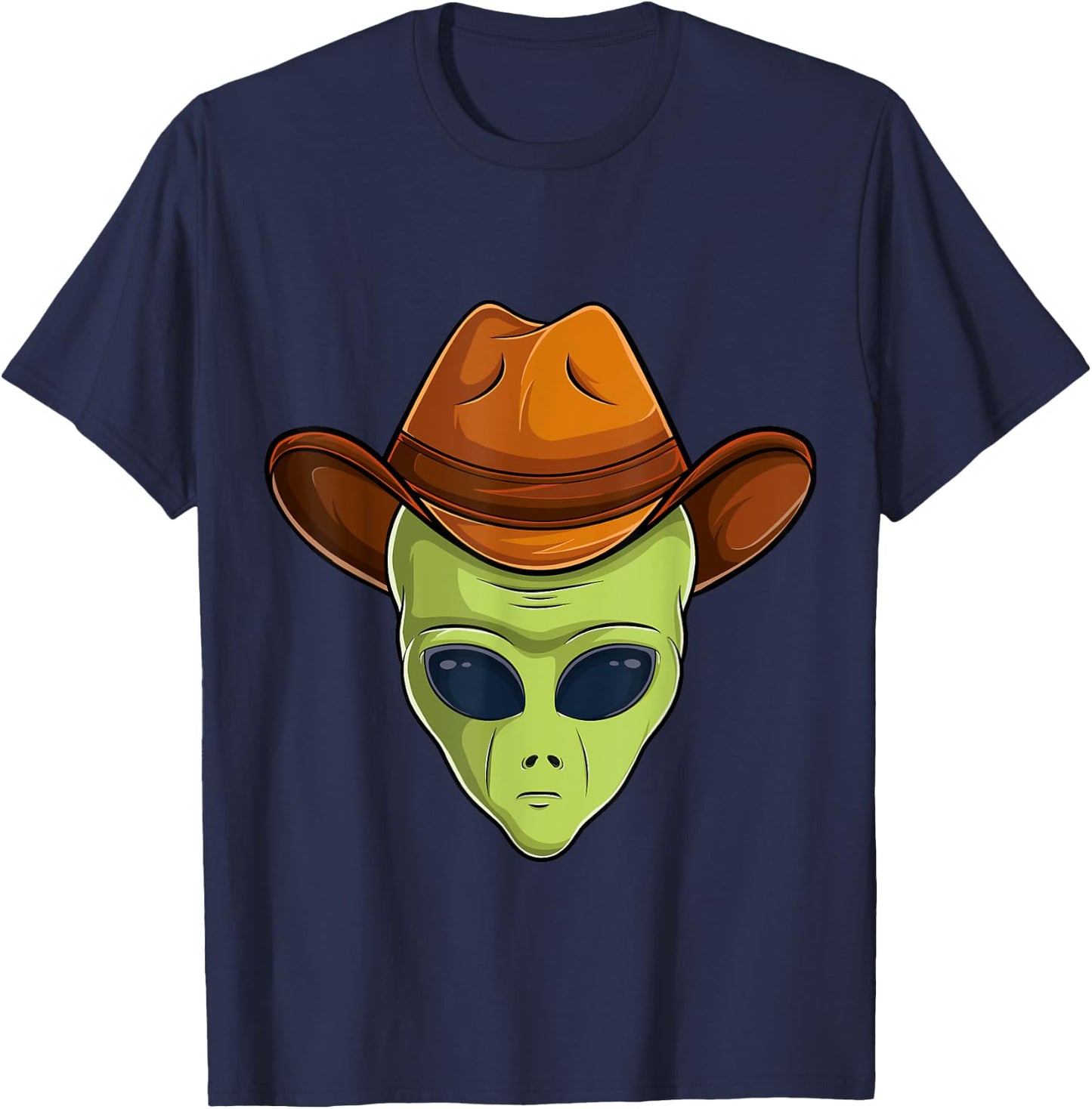 alien face cowboy hat costume Halloween kids UFO cosplay men T-Shirt - T-Shirt | Navy