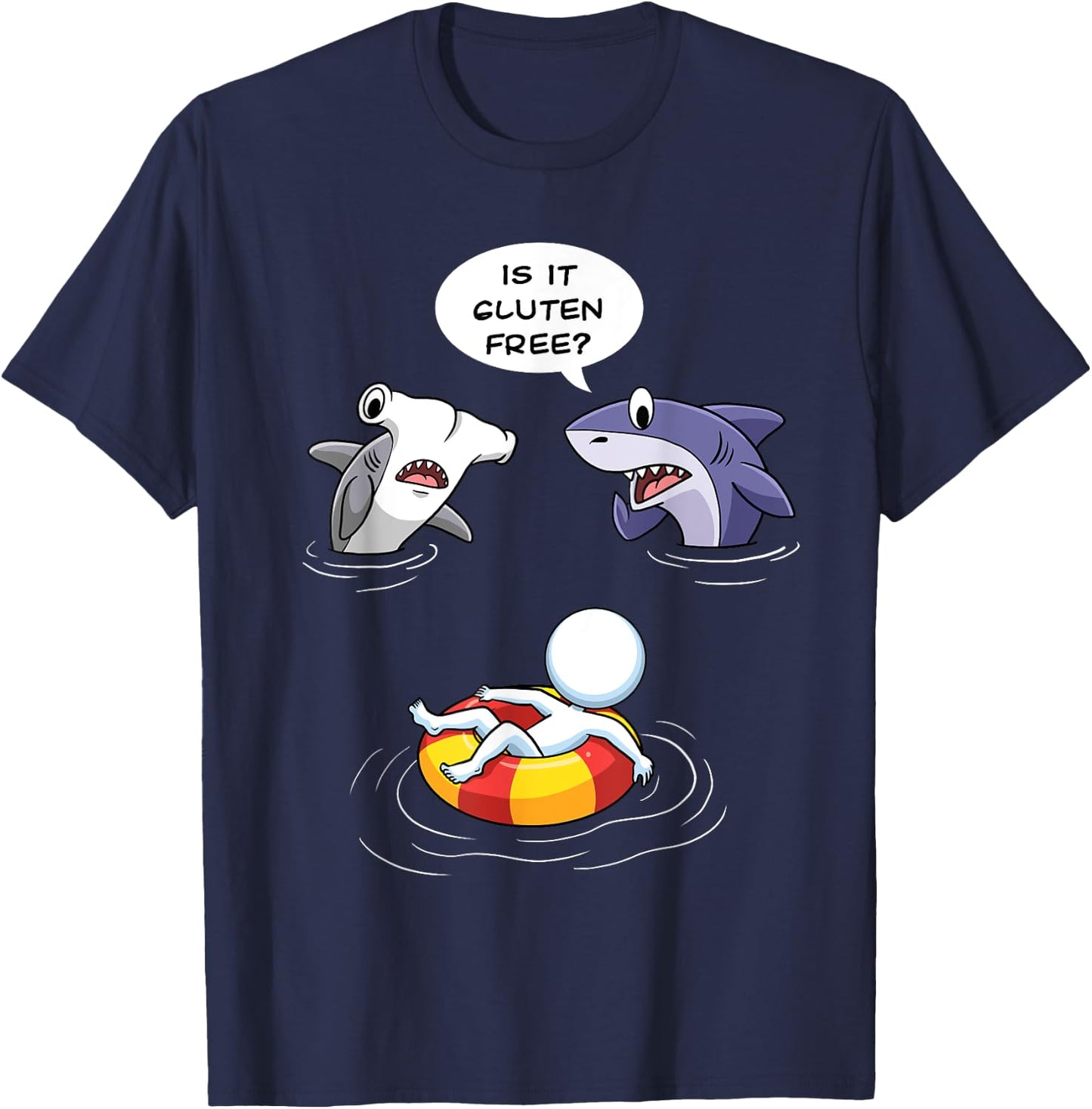 Is it Gluten Free Funny Shark Gluten Allergy Celiac Disease T-Shirt - T-Shirt | Navy