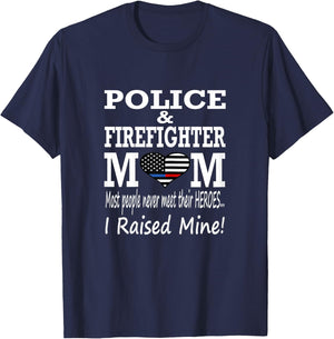 Police Officer Firefighter Fireman Mom Mother. T-Shirt - T-Shirt | Navy