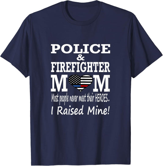 Police Officer Firefighter Fireman Mom Mother. T-Shirt - T-Shirt | Navy