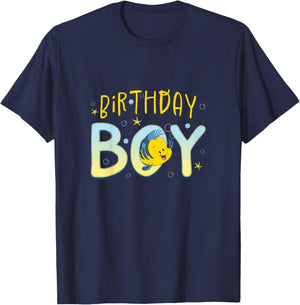 Kids Disney The Little Mermaid Birthday Boy Cute Flounder Youth T-Shirt - T-Shirt | Navy