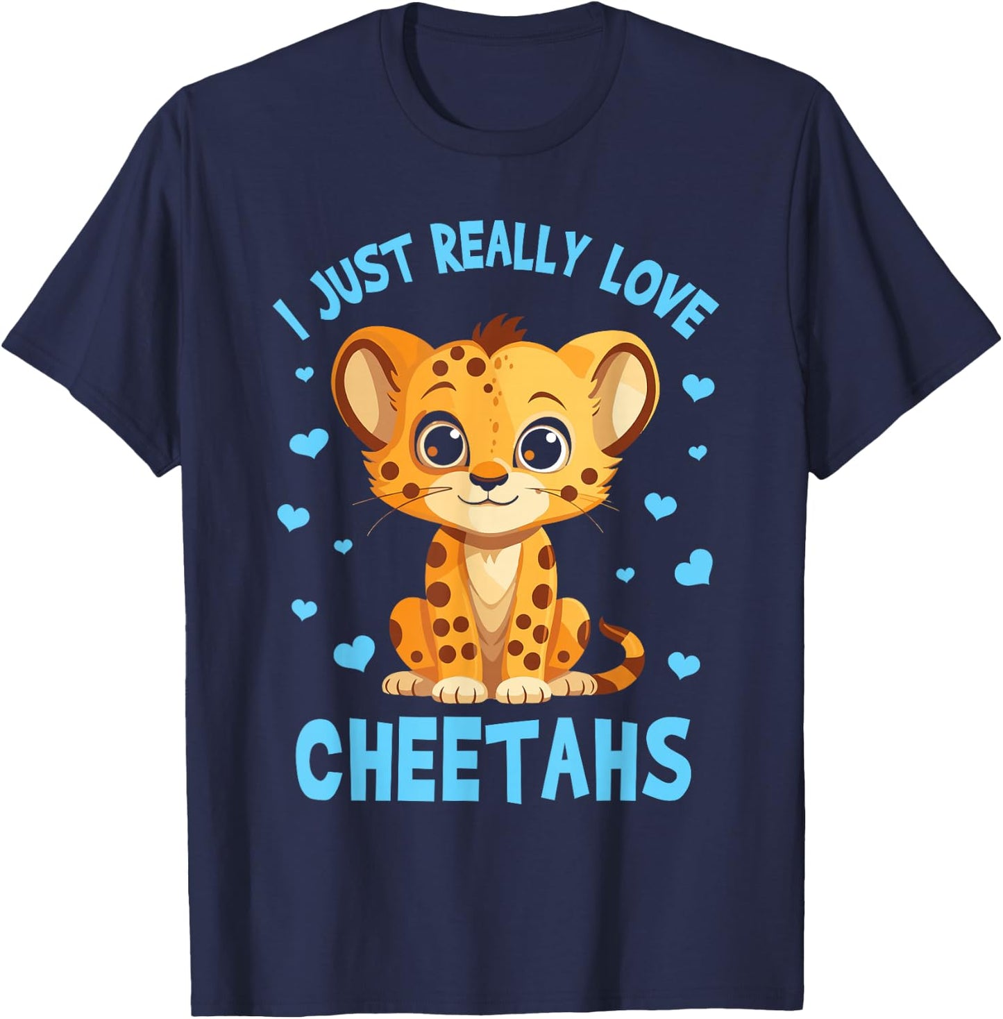 Cute Cheetah Wildlife Boys Toddler Kids T-Shirt - T-Shirt | Navy
