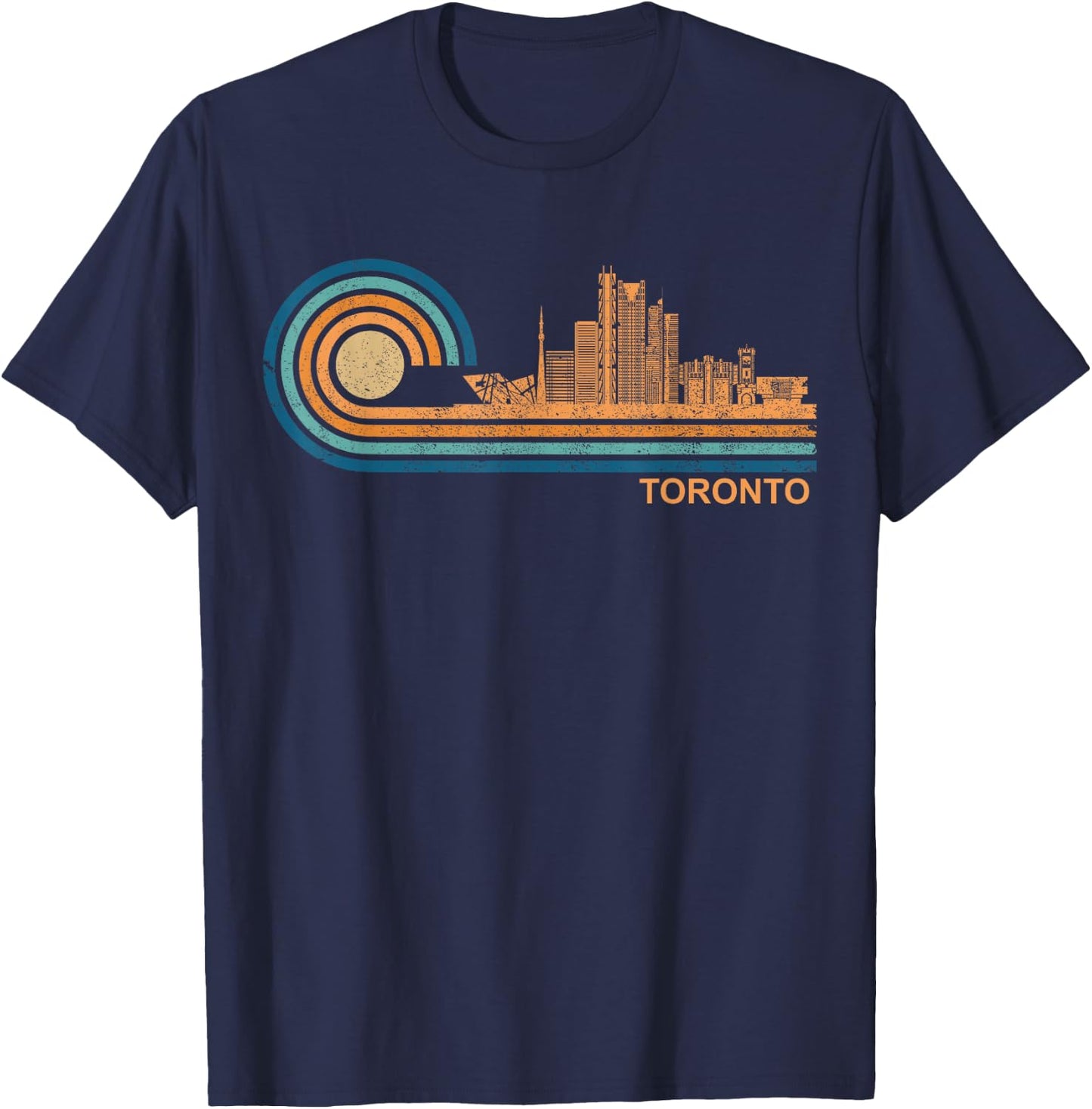 Toronto Skyline Retro Toronto Fan Canada Skyline Toronto T-Shirt - T-Shirt | Navy