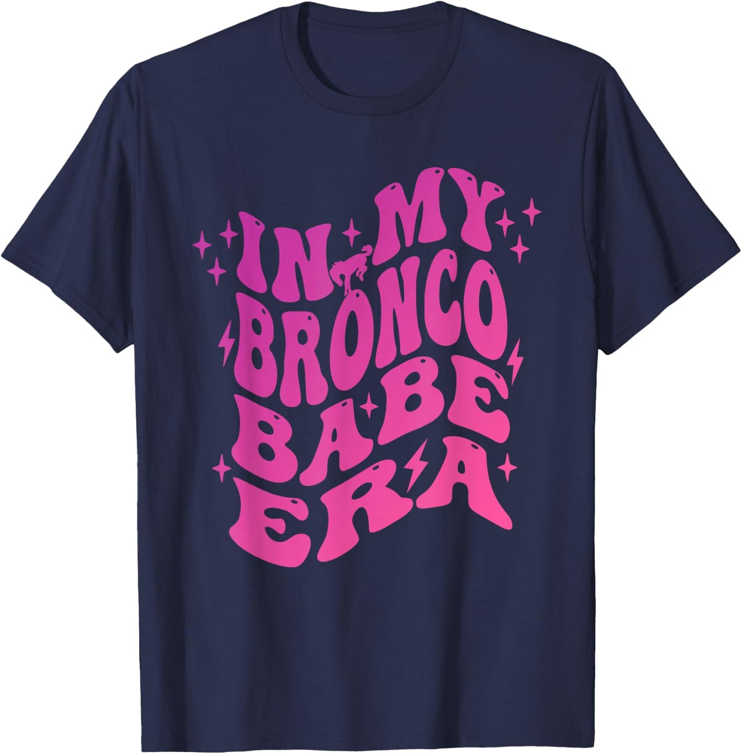 In My Bronco Babe Era Vintage Cowgirl T-Shirt - T-Shirt | Navy