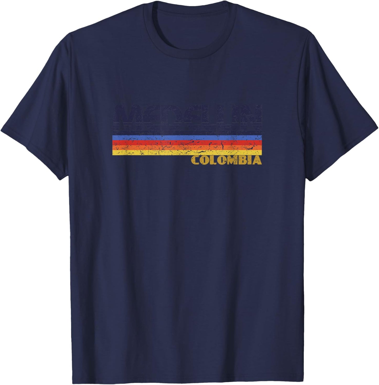 Vintage Medellin Colombia Retro Design T-Shirt - T-Shirt | Navy