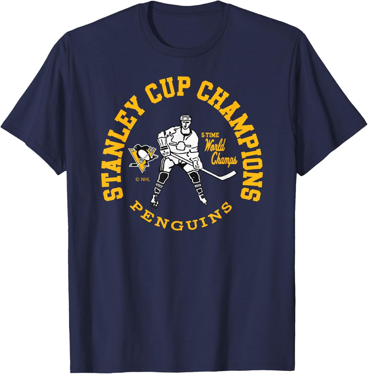 Pittsburgh Penguins Stanley Cup Champions 5-Time T-Shirt - T-Shirt | Navy