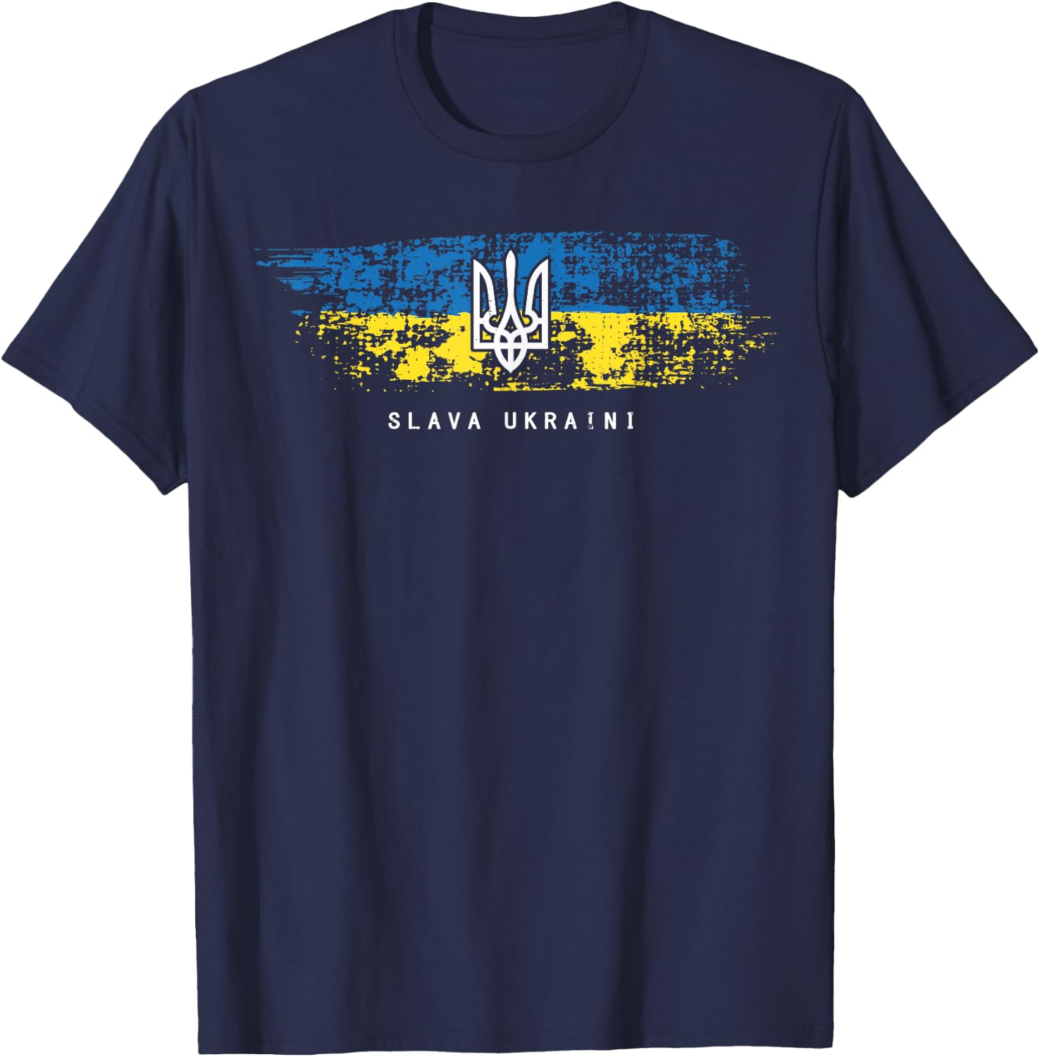 Slava Ukraini Shirt Ukrainian Flag Tryzub Military , black T-Shirt - T-Shirt | Navy