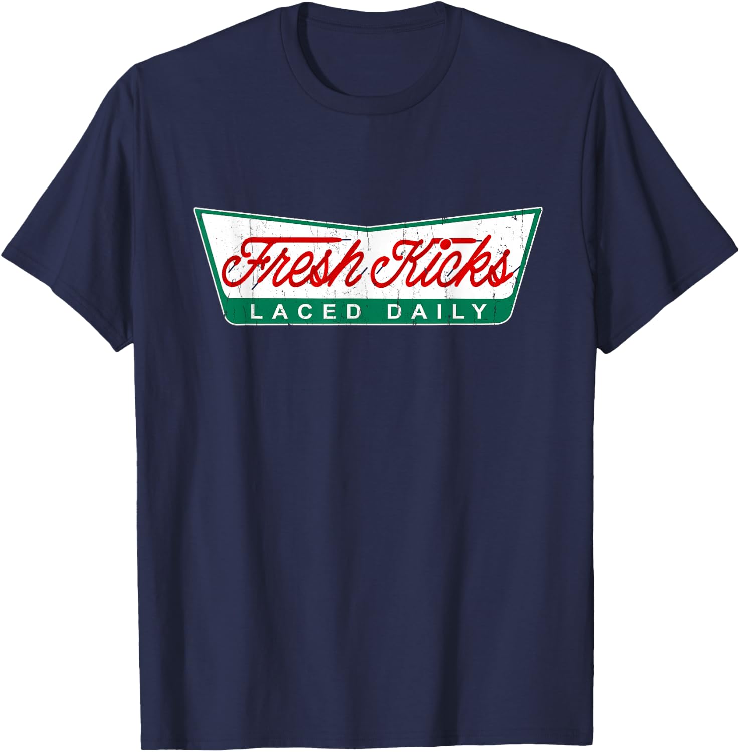 Sneaker Sauce Apparel Fresh Kicks Laced Daily -Adults Black Short Sleeve S T-Shirt - T-Shirt | Navy