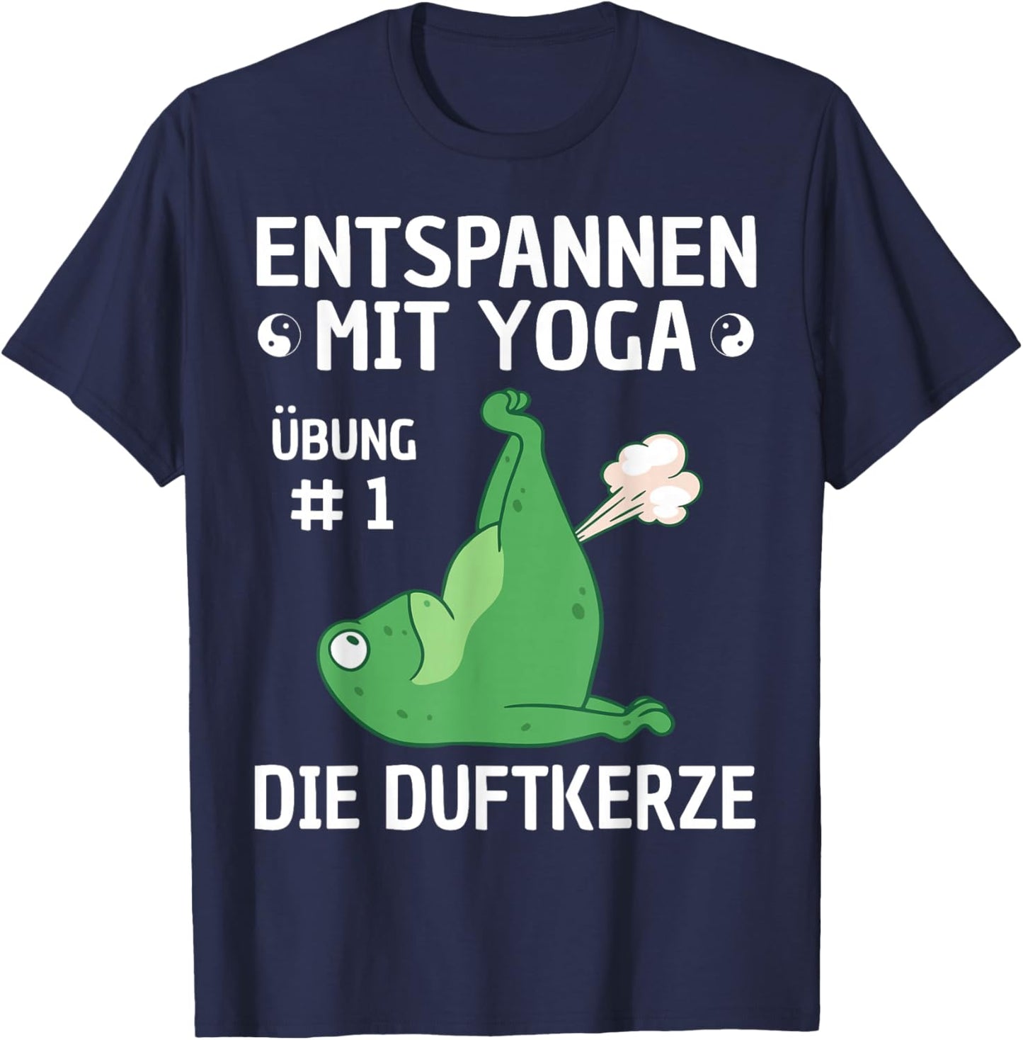 Relaxing with Yoga Frog Motif Funny Meditation Fitness , black T-Shirt - T-Shirt | Navy