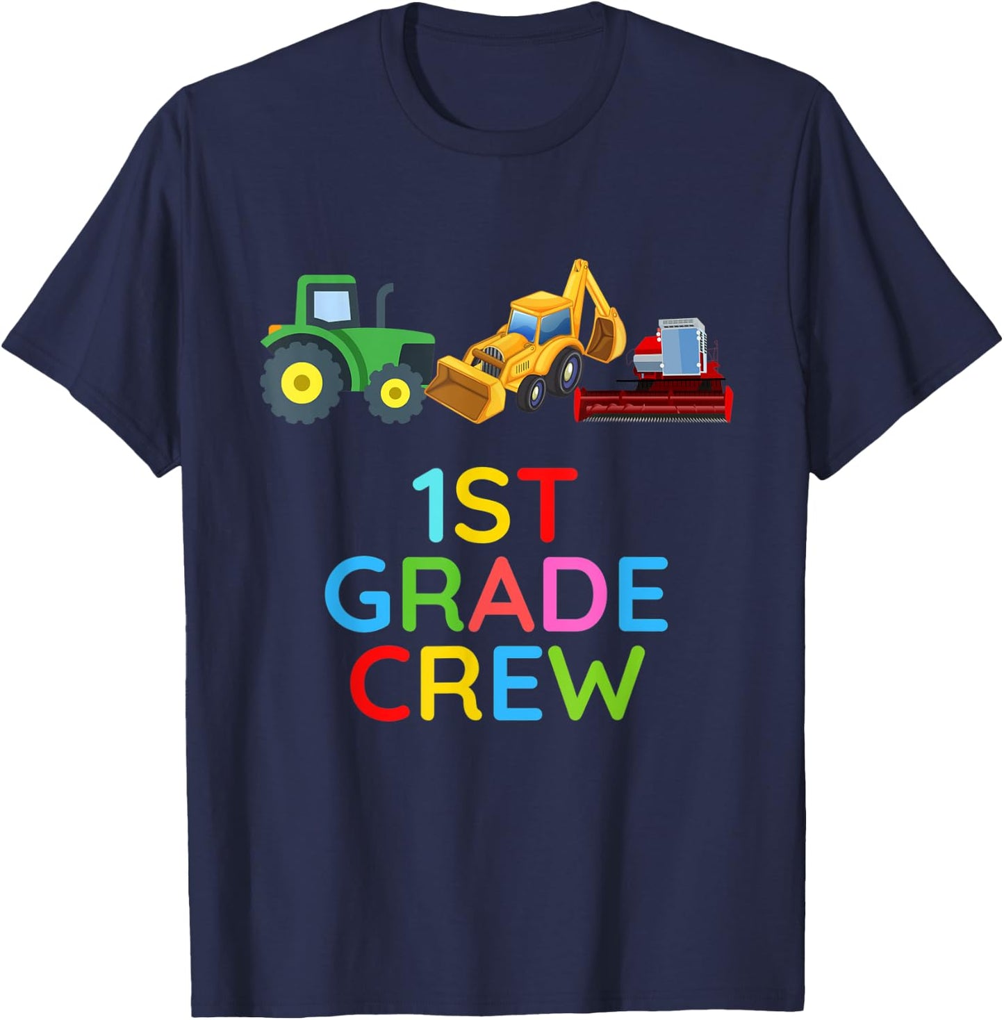 First Grade Crew Tractors 1st Grade Farm Fan First Day T-Shirt - T-Shirt | Navy