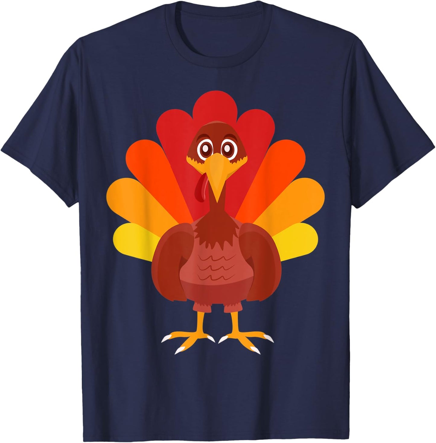 Kids Turkey Thanksgiving Outfit Clothes Cartoon Gift Turkey T-Shirt - T-Shirt | Navy