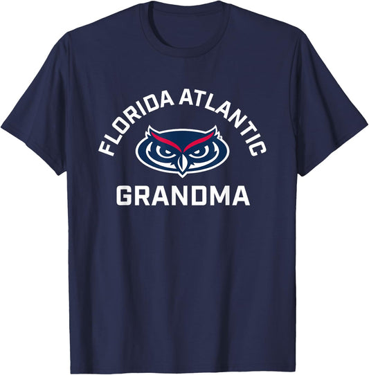 Florida Atlantic University FAU Owls Arched Grandma T-Shirt - T-Shirt | Navy