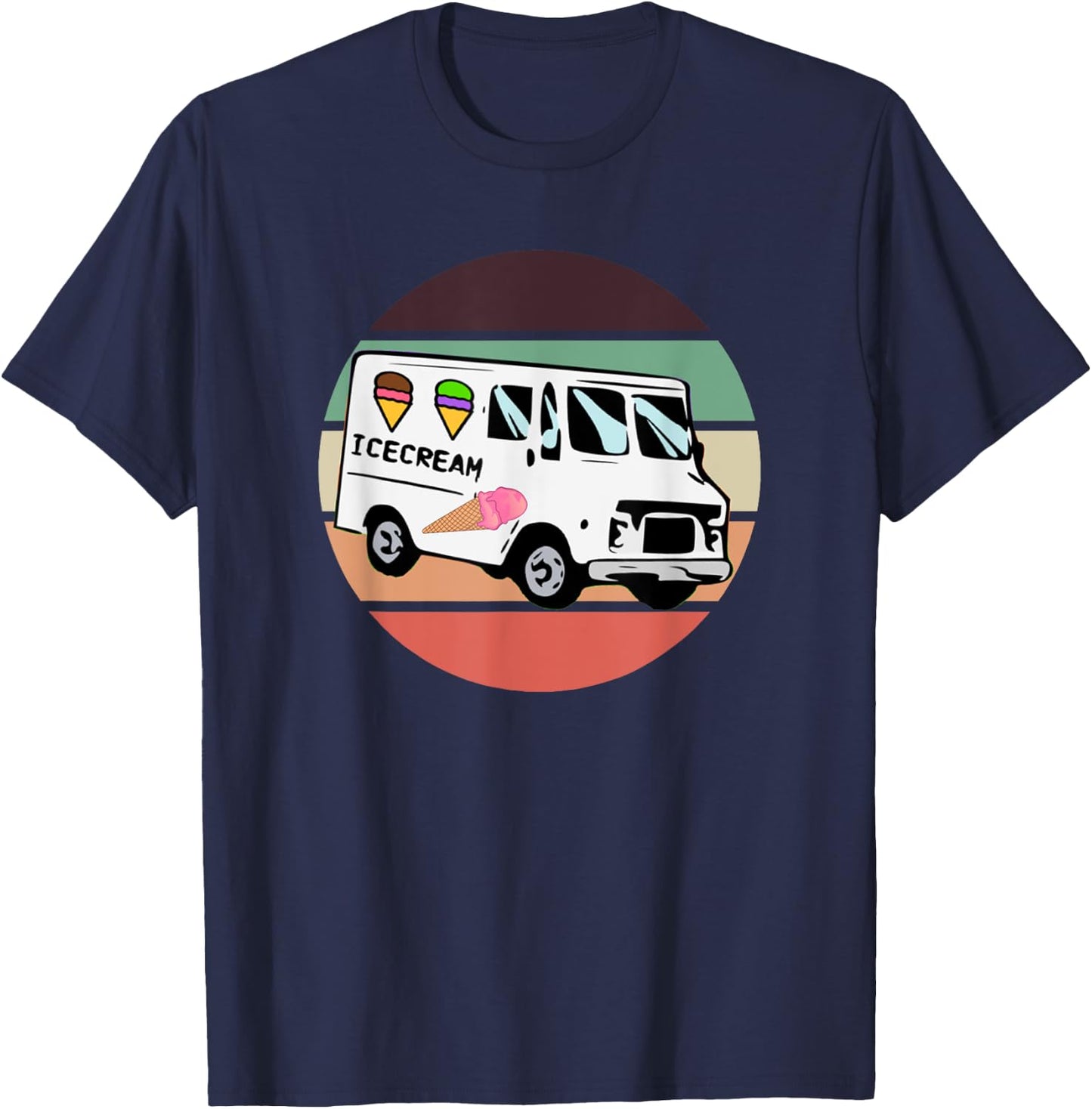 Ice Cream Truck Pastel Sunset Food Truck Ice Cream Men Women Kids T-Shirt - T-Shirt | Navy