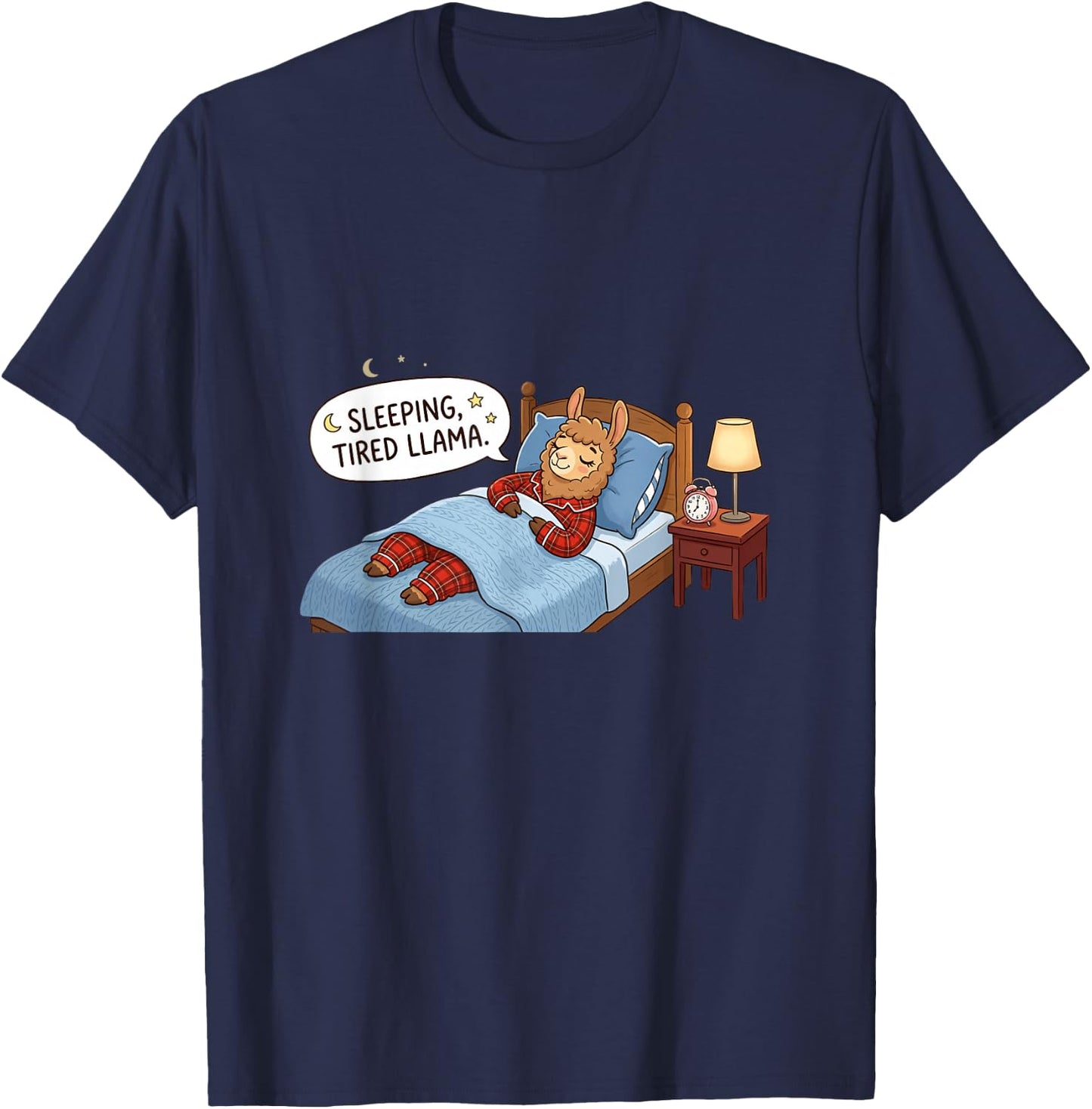 Sleeping Tired Llama Cute Pajamas Alpaca Funny Sleep Lover T-Shirt - T-Shirt | Navy