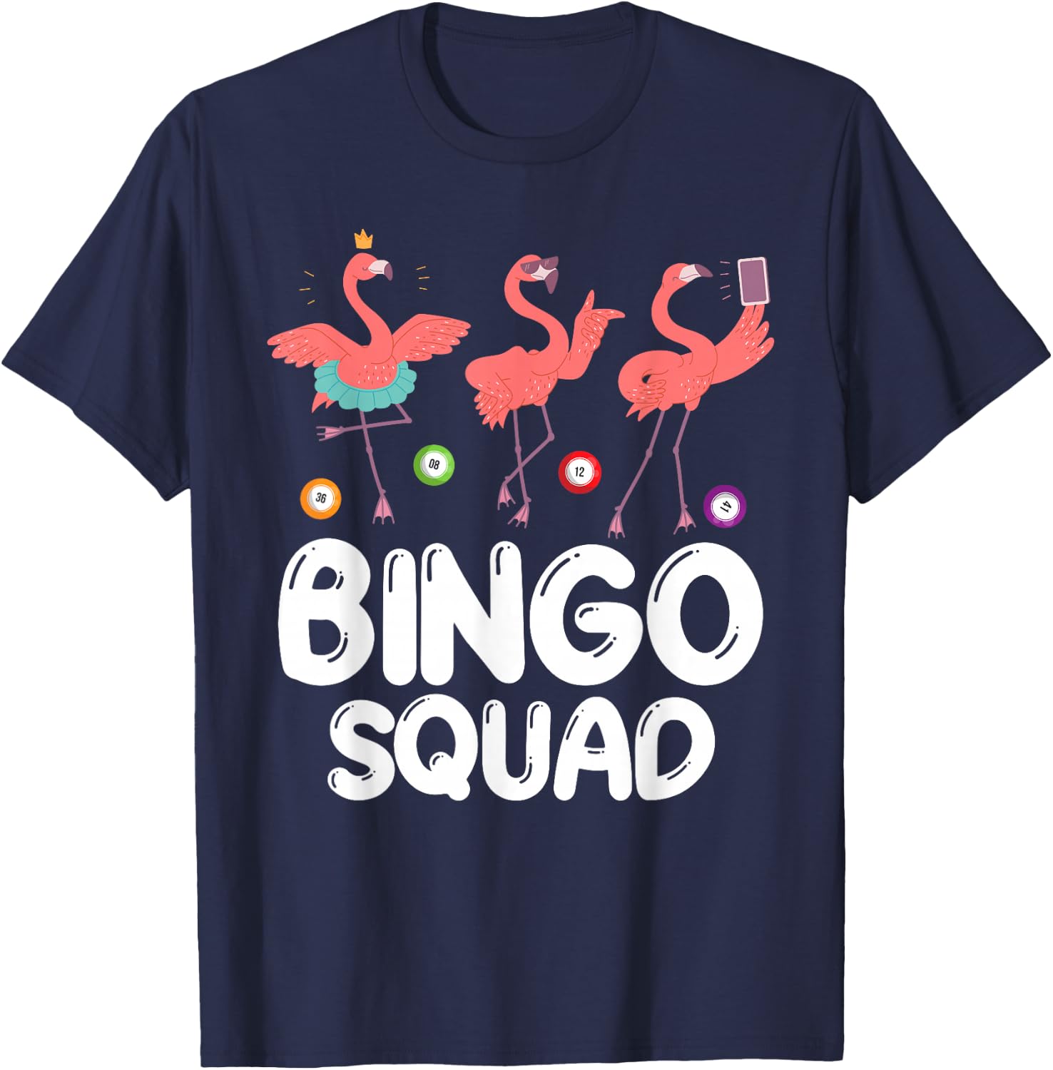 Bingo Squad Card Game Player Family Reunion Party Flamingo T-Shirt - T-Shirt | Navy