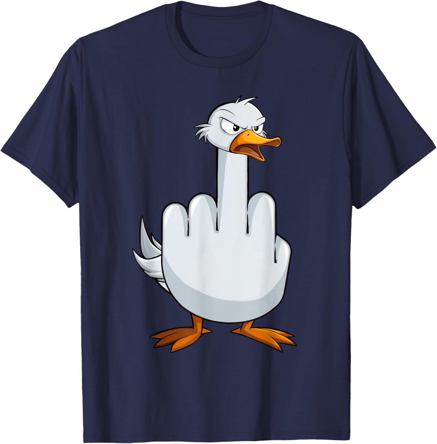 I Don't Give A Duck Middle Finger Funny Offensive Rude Duck T-Shirt - T-Shirt | Navy