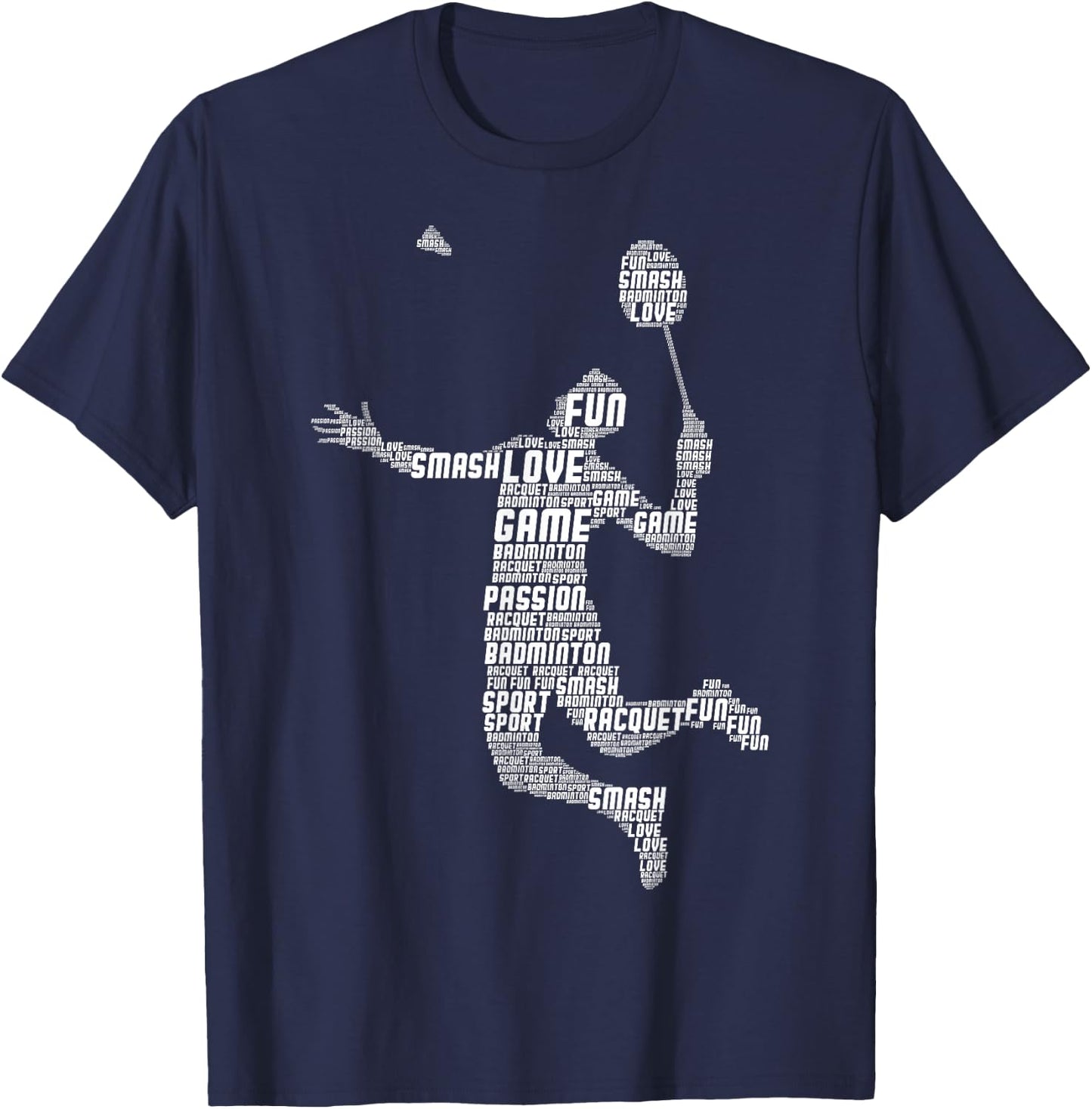 Badminton Player Flying Boys Young Men , Black T-Shirt - T-Shirt | Navy