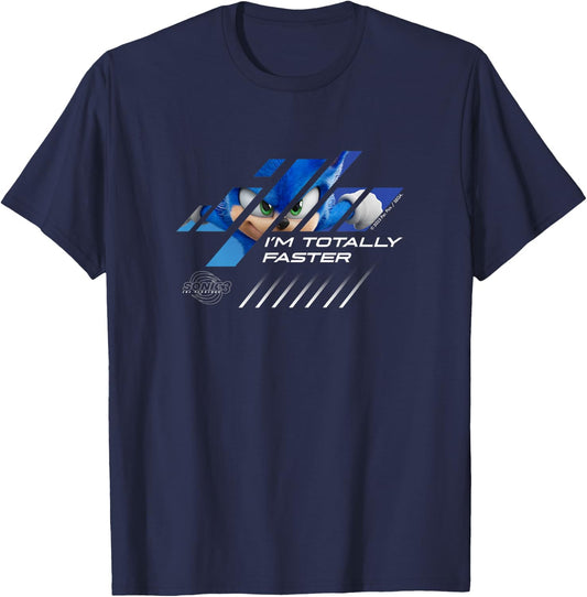 Sonic The Hedgehog 3 - Sonic I'm Totally Faster T-Shirt - T-Shirt | Navy