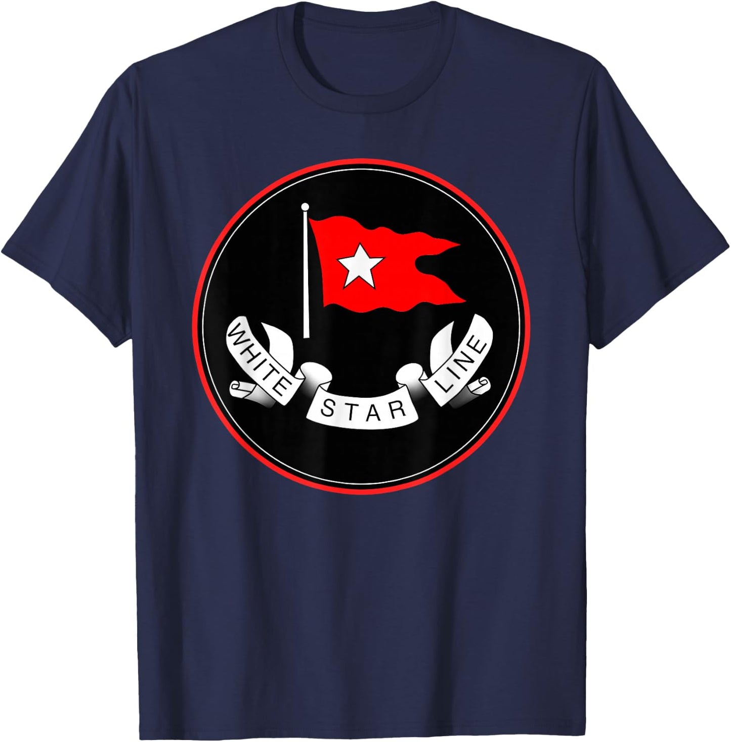 Retro Vintage White Star Line T-Shirt - T-Shirt | Navy