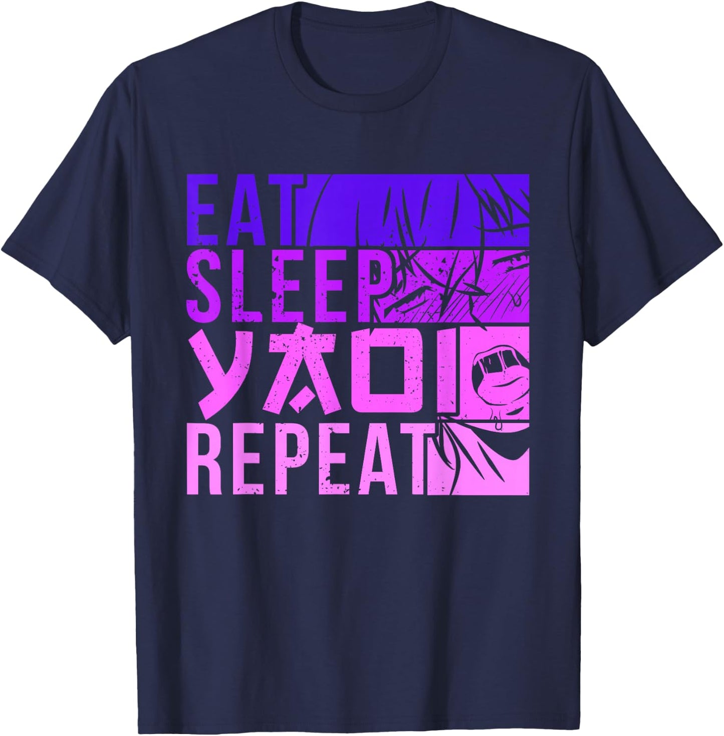 Eat Sleep Yaoi Repeat Fujoshi Anime Boy Gay Manga T-Shirt - T-Shirt | Navy