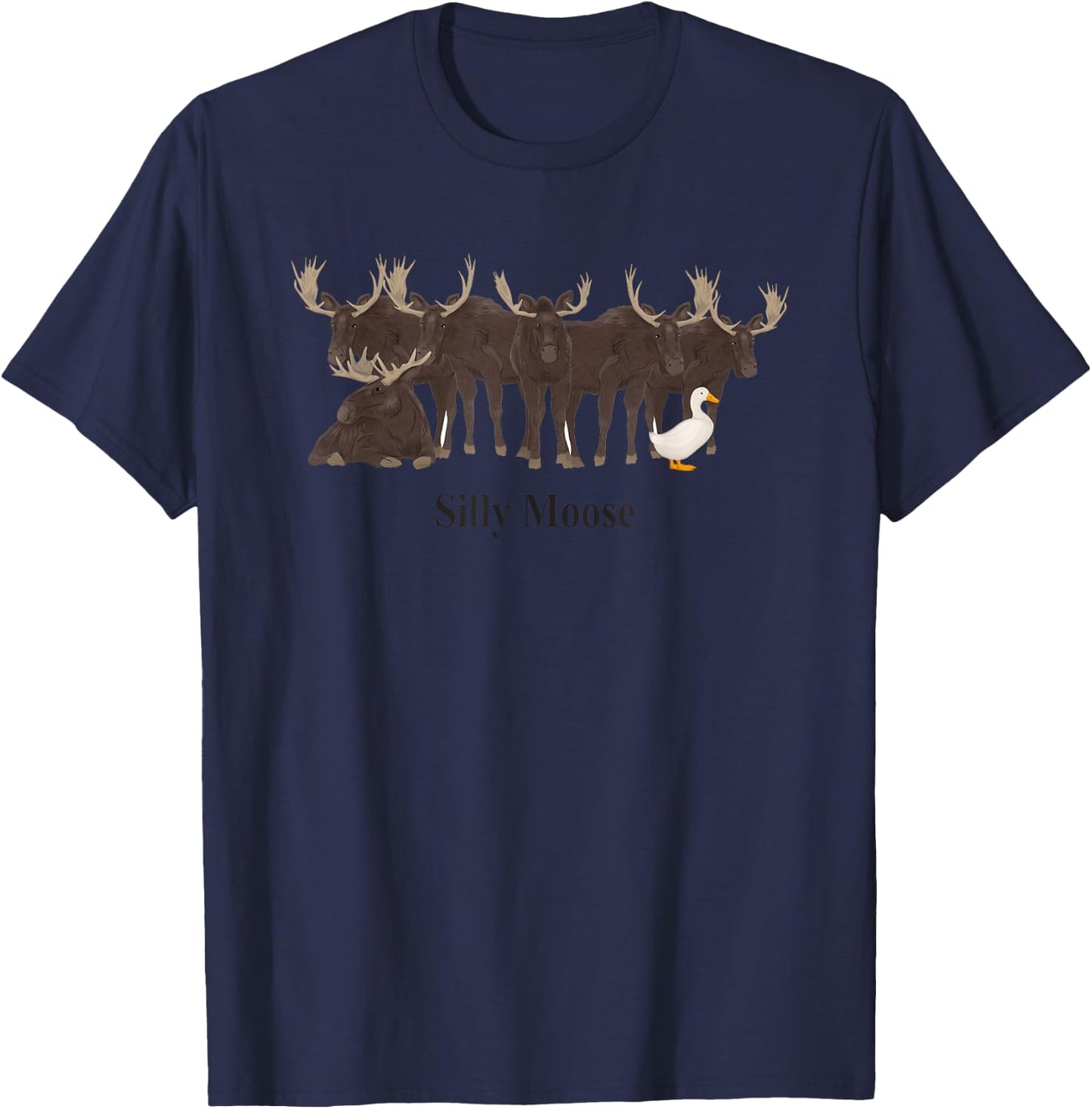 Silly Moose Funny Women T-Shirt - T-Shirt | Navy