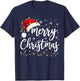 Merry Christmas Lights Red Santa Hat Xmas Family Men Women T-Shirt - T-Shirt | Navy
