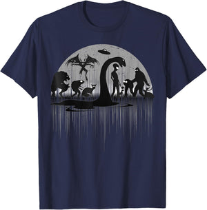 Mythical Loch Ness Bigfoot Mothman Aliens Funny Cryptid T-Shirt - T-Shirt | Navy