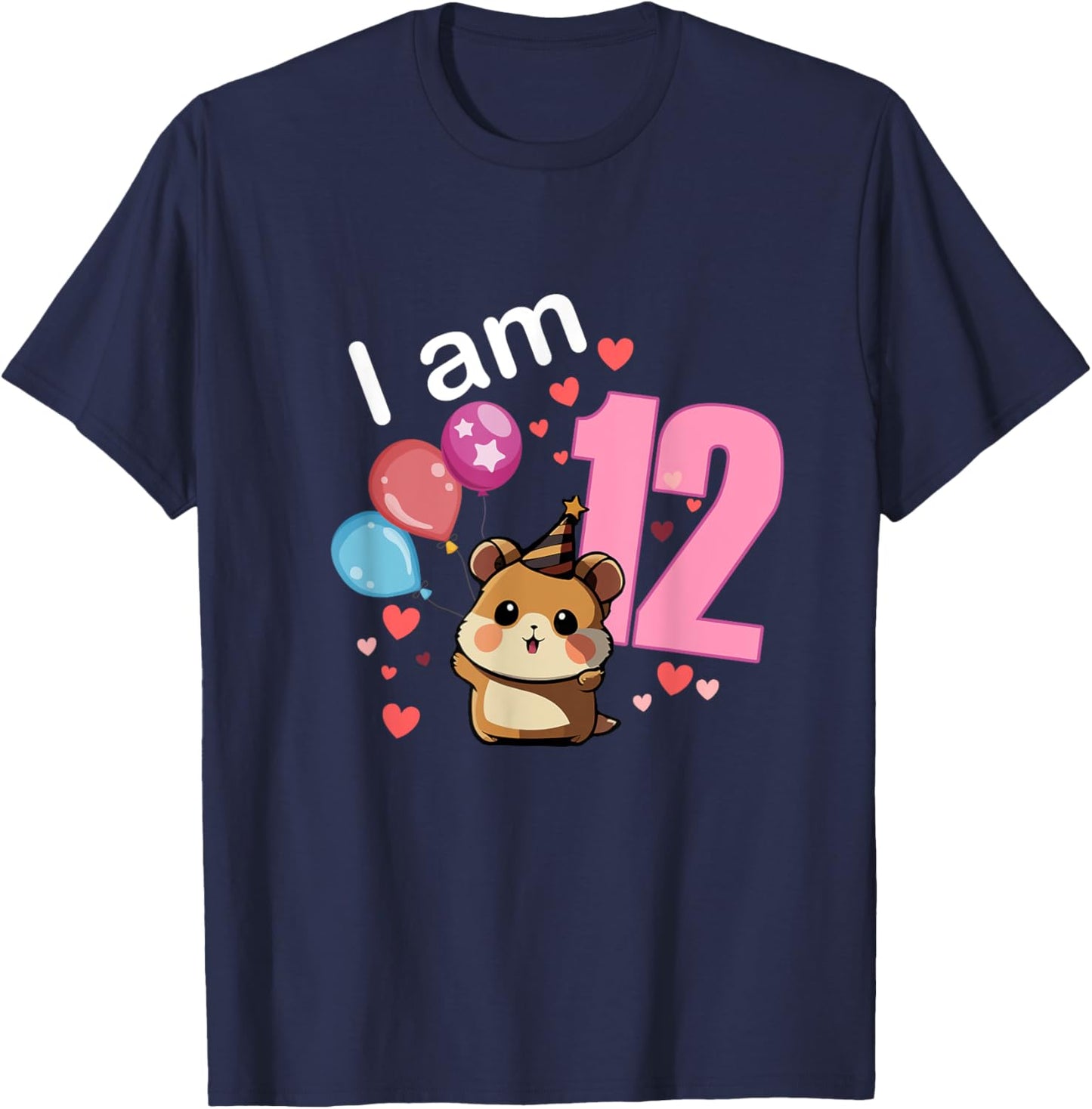 My 12th Birthday Hamster Pet Lovers Party Gifts 12 Years Old T-Shirt - T-Shirt | Navy