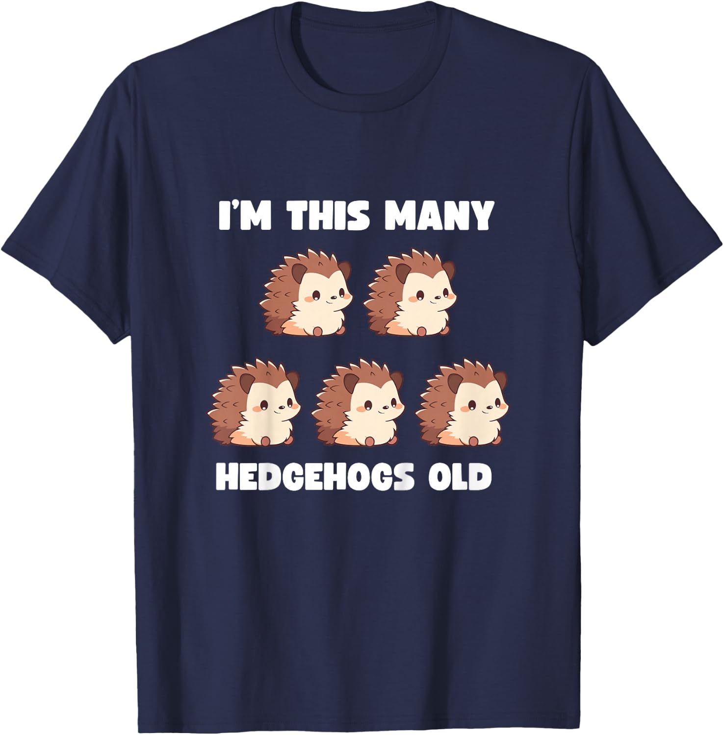 Kids I'm This Many Hedgehogs Old - Hedgehog 5th Birthday 5 Years T-Shirt - T-Shirt | Navy