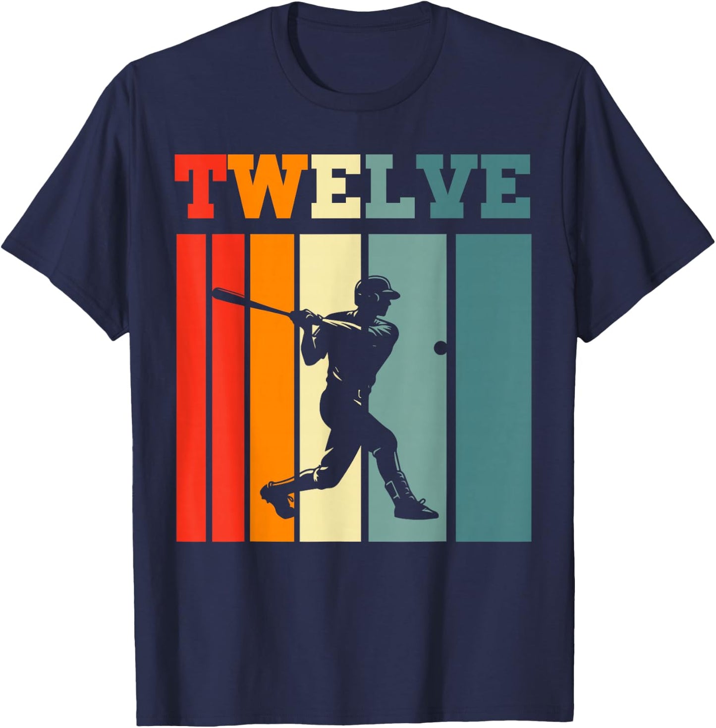 Retro Twelve Baseball 12th Bday Party 12 Years Old T-Shirt - T-Shirt | Navy