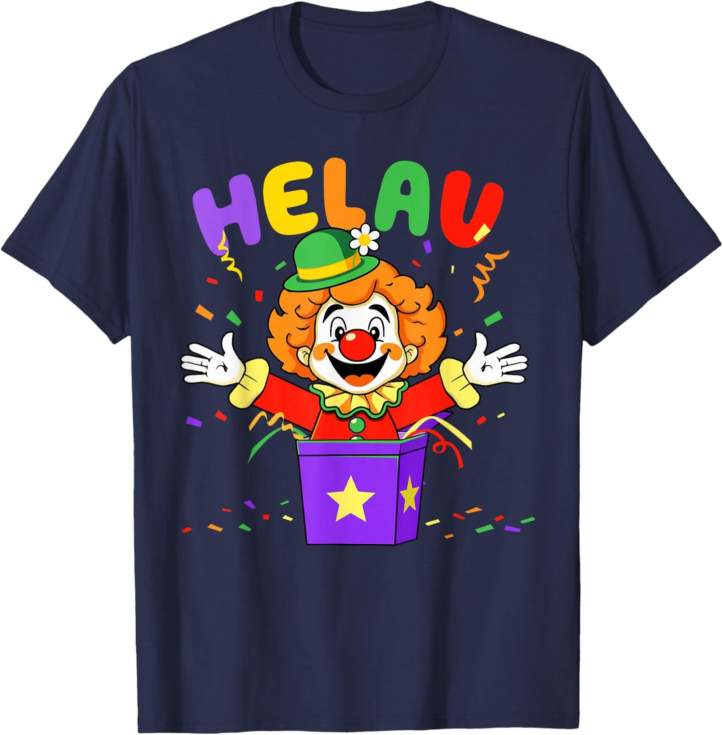 Helau Clown in Box Costume for Carnival Fancy Dress T-Shirt - T-Shirt | Navy