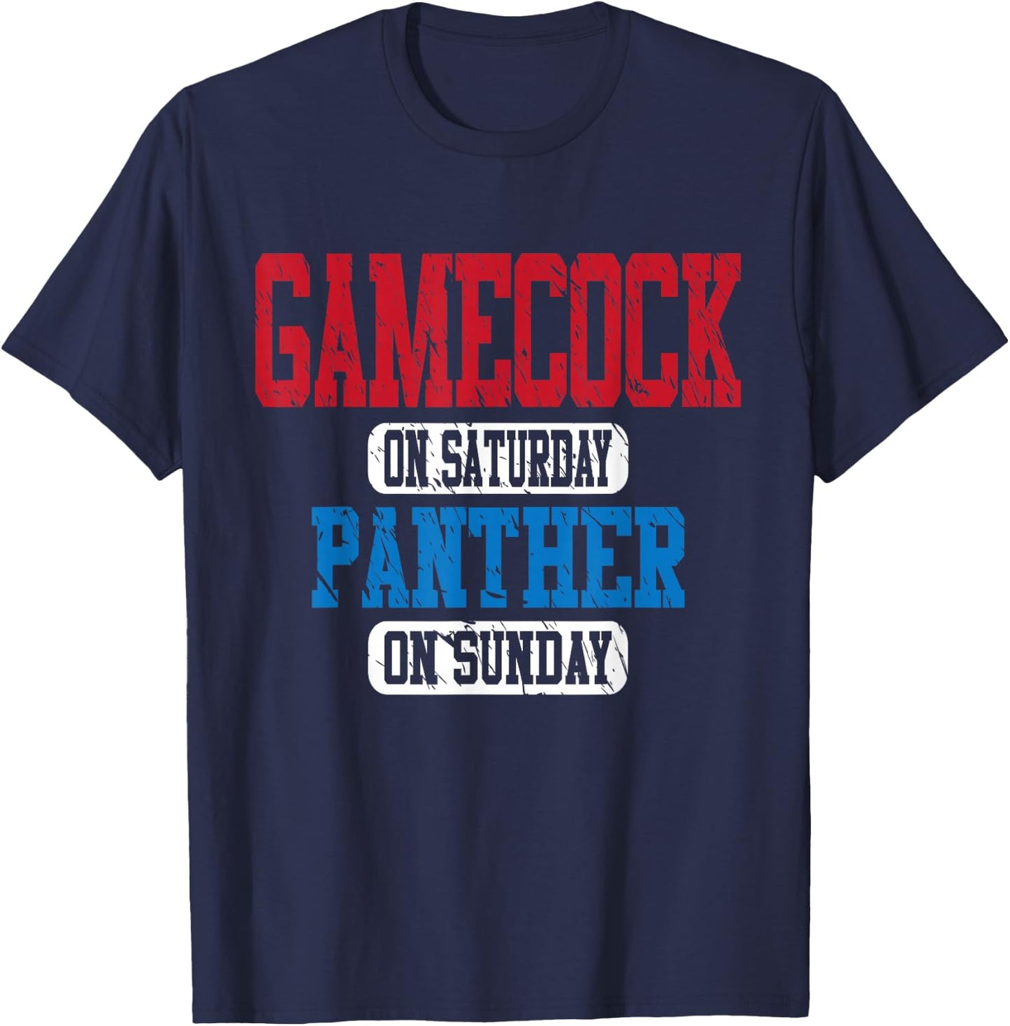Gamecock On Saturday Panther On Sunday Motivational Vintage T-Shirt - T-Shirt | Navy