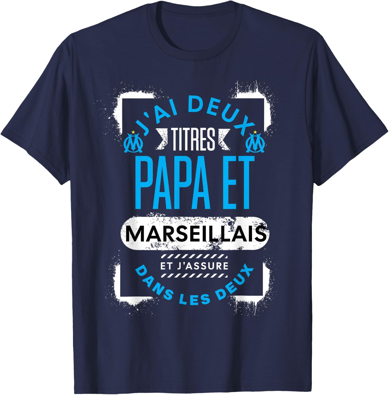 Supporter de Marseille Dad Father's Day Man Humour , Black, S T-Shirt - T-Shirt | Navy