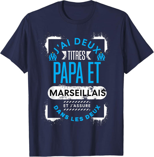Supporter de Marseille Dad Father's Day Man Humour , Black, S T-Shirt - T-Shirt | Navy