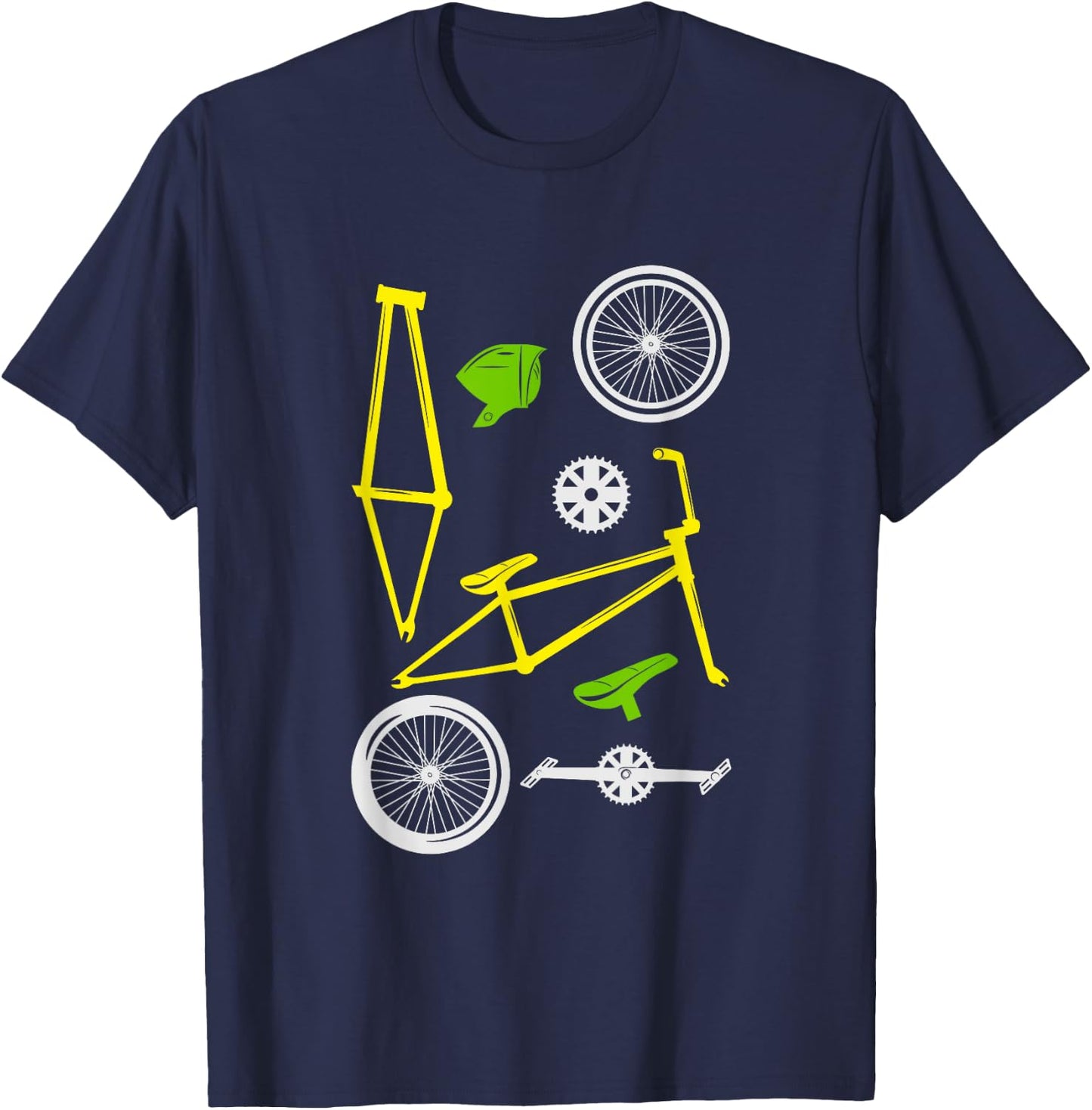 Bicycle BMX MTB Parts Love Cycling Biker Offroad Cyclist T-Shirt - T-Shirt | Navy