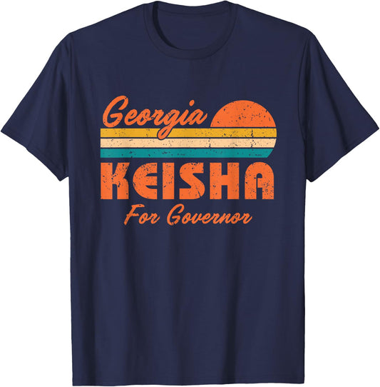 Keisha Bottoms for Governor of Georgia 2026 Retro Sunset T-Shirt - T-Shirt | Navy