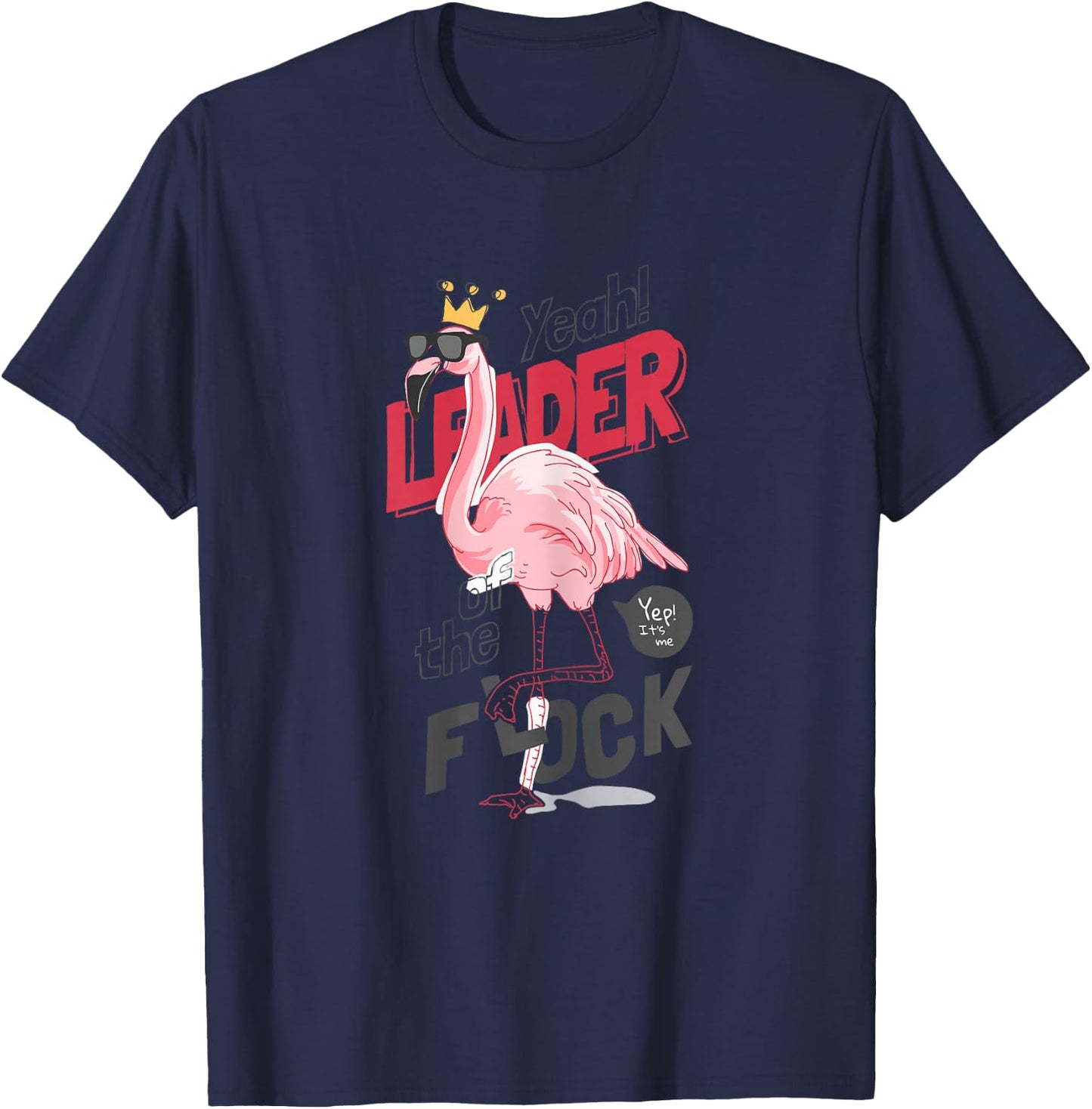 Leader Of The Flock Flamingo Mother's Day T-Shirt - T-Shirt | Navy