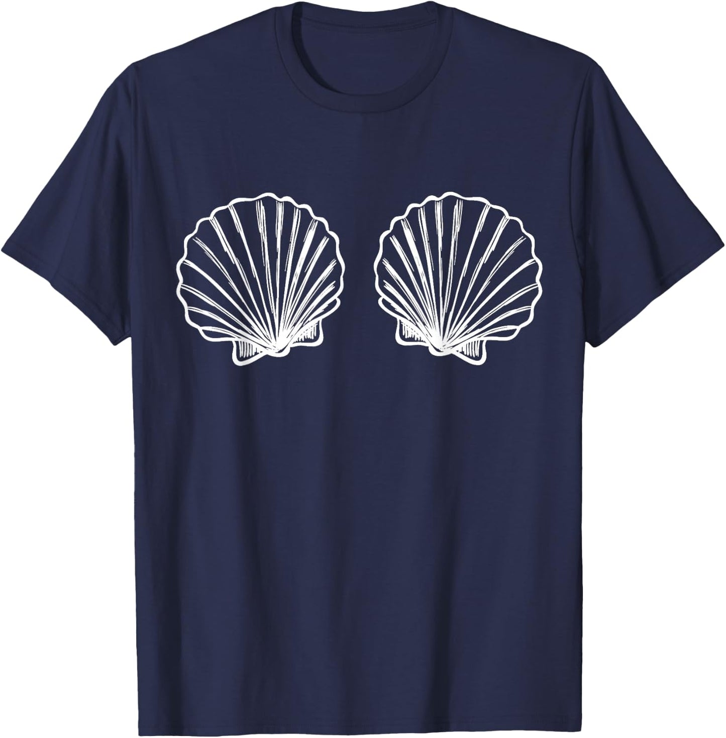 Mermaid Sea Shell Bra Funny Graphic Seashell Mermaid Lover T-Shirt - T-Shirt | Navy